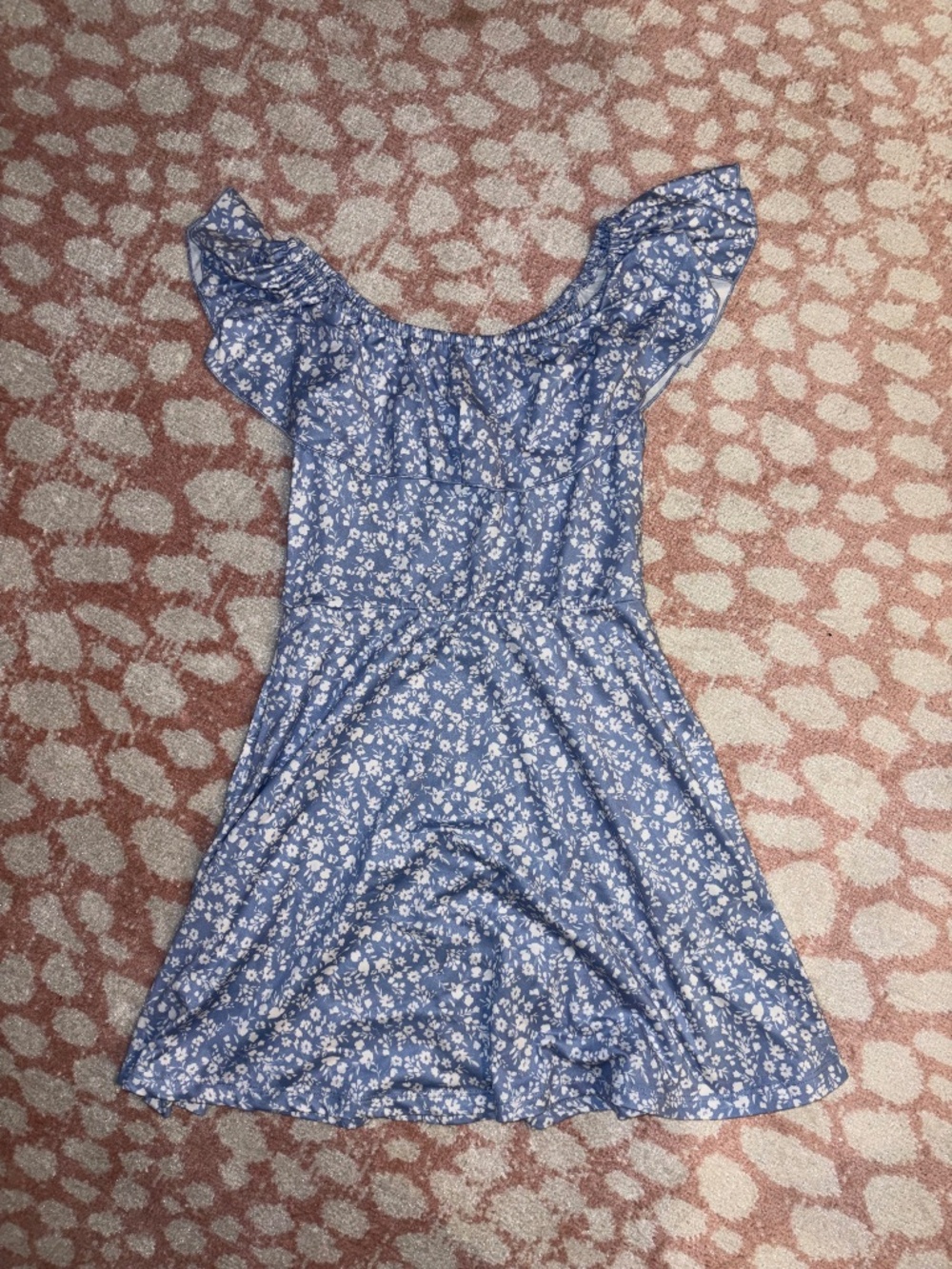 Light Blue Floral Dress - Off the Shoulder (Girls 8)